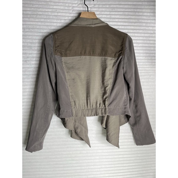 ALL SAINTS Kwar cropped long sleeve jacket khaki block green tan Women Size 2 - Picture 7 of 13